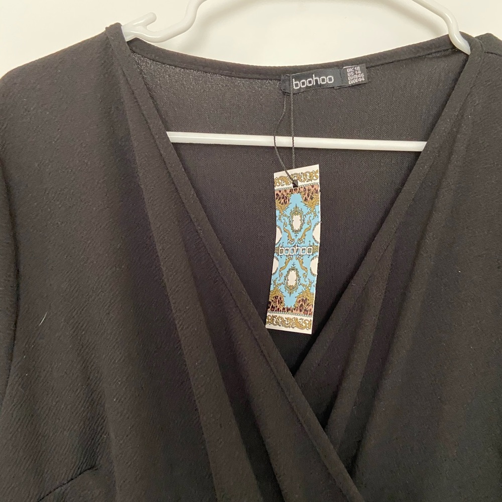 Black Ruffle Wrap Dress - Picture 3 of 4